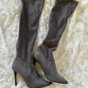 Elegant Gray Women's Knee-High Boots